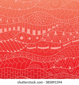 Colorful contour background. Ornamental ethnic pattern.  Color outline drawing stripe wallpaper.