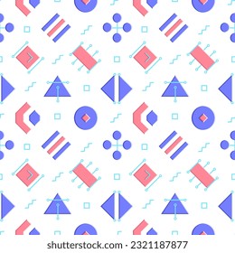Colorful convex shapes seamless pattern design. Abstract shapes on white background. Vector design with repeating graphic elements. Geometric texture for wallpaper, poster, website