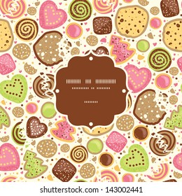 Colorful cookies frame seamless pattern background
