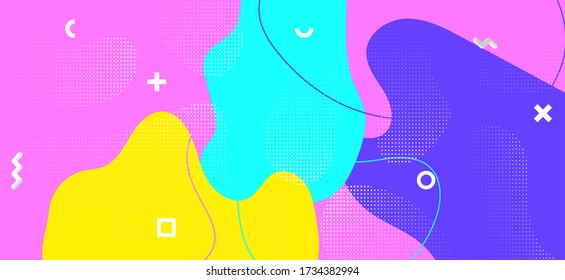 Colorful Cool Pattern. Trendy Fluid Design. Summer Abstract Collage. Multicolor Geometric Background. Funny Pattern. Vector Wave Poster. Graphic Geometric Composition. Bright Child Pattern.