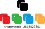 Colorful copy icon set in different colors . Copy duplicate layer icon . Vector illustration