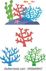 Colorful coral image illustration set