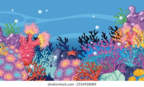 Colorful coral and marine life in a vibrant ocean