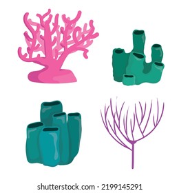 colorful coral set pink green vector art