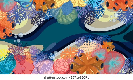 Colorful corals and marine life in a thriving habitat