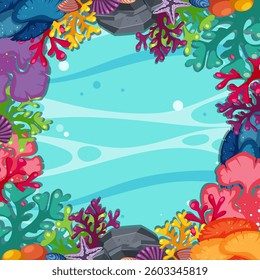 Colorful corals and sea life in ocean setting