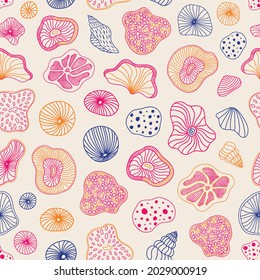  Colorful Corals Seamless Pattern design. Cute ocean themed pattern with different types of corals. Perfect for ocean themed projects. 