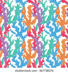 Colorful corals seamless pattern. Vector background