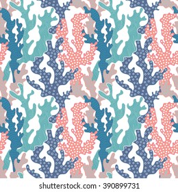 Colorful corals seamless pattern. Vector background