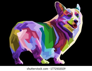 perro de corgi colorido aislado al estilo del arte pop. ilustración vectorial.