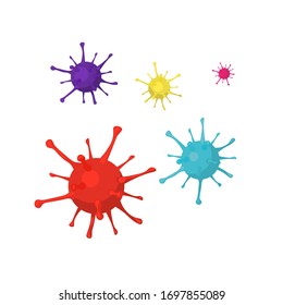 colorful coronavirus isolated on white, cartoon vector stock illustration