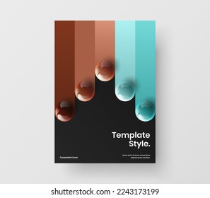 Colorful corporate brochure A4 design vector layout. Modern realistic balls handbill illustration.