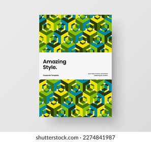 Colorful corporate brochure A4 design vector layout. Clean geometric pattern cover illustration.