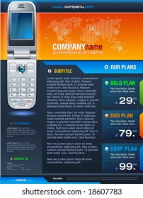 Colorful corporate brochure for telecom industry.