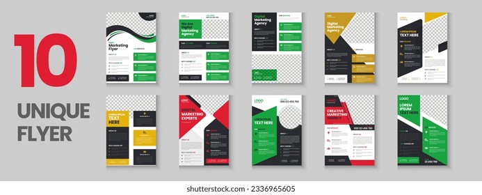 Colorful corporate and business flyer collection, corporate poster, flyer bundle, mega set brochure, annual report, proposal, leaflet, company profile, marketing poster and a4 layout with mockup
