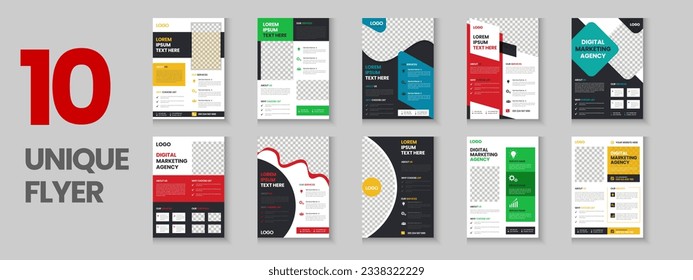 Colorful corporate and business flyer collection, corporate poster, flyer bundle, mega set brochure, annual report, proposal, leaflet, company profile, marketing poster and a4 layout with mockup