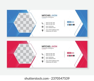 Colorful Corporate Email Signatures Template Vector Design. Professional Email Signature Template Modern and Minimal Layout.