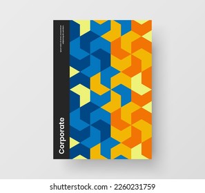 Colorful corporate identity A4 vector design illustration. Vivid geometric shapes banner template.