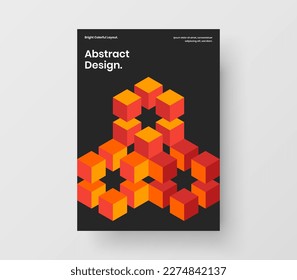 Colorful corporate identity A4 vector design illustration. Premium geometric tiles pamphlet template.