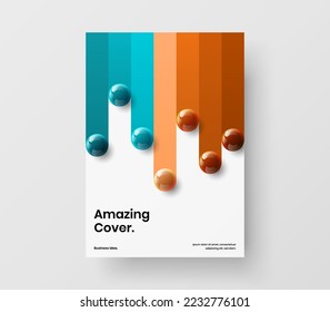 Colorful corporate identity design vector template. Simple 3D balls leaflet illustration.