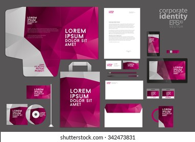 Colorful corporate identity template. Low poly design.Vector illustration. 