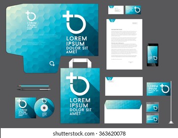 Colorful corporate identity template. Low poly design.Vector illustration.
