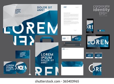 Colorful corporate identity template. Low poly design.Vector illustration.