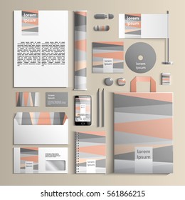 Colorful corporate identity template with stripes creative pattern. Vector company style for brandbook and guideline. EPS 10