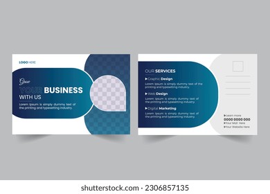 Colorful corporate postcard template vector