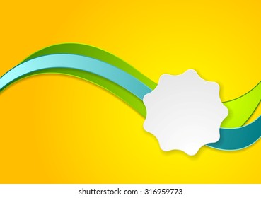 Colorful corporate wave background with blank label. Vector design