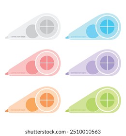 Colorful correction tape vector illustration. Office or school stationery supplies. Quick and clean rewrite.