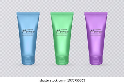 Colorful cosmetic tubes, cosmetic templates, ready for design, cosmetic templates with rainbow colors