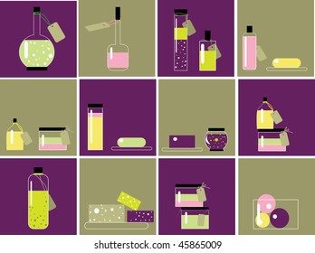 Colorful cosmetics icons