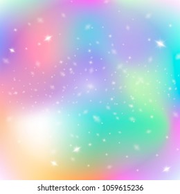 Colorful Cosmic Background with Light, Shining Stars. Vector Illustration. Fantasy hologram