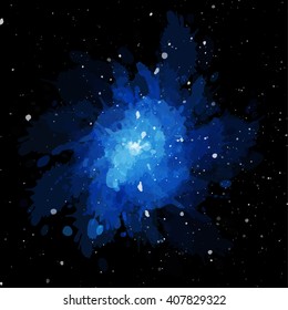 Colorful cosmic background with light, shining stars, and stardust. Vector illustration for your artwork.