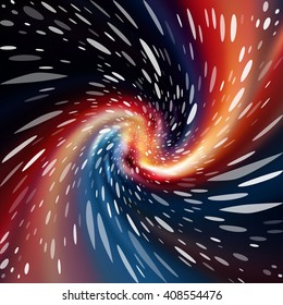Colorful cosmic background with light, shining stars, and stardust. Vector illustration for your artwork.