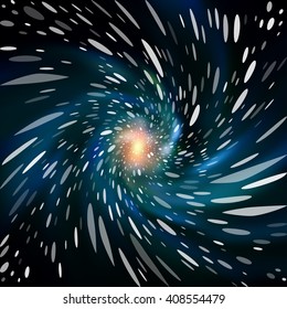 Colorful cosmic background with light, shining stars, and stardust. Vector illustration for your artwork.