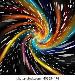 Colorful cosmic background with light, shining stars, and stardust. Vector illustration for your artwork.