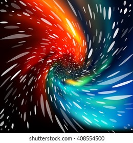 Colorful cosmic background with light, shining stars, and stardust. Vector illustration for your artwork.