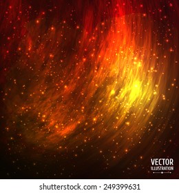 Colorful Cosmic Space Galaxy Background with Light, Shining Stars, Stardust and Nebula. Vector Illustration for artwork, party flyers, posters, banners.