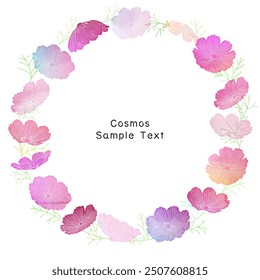 Colorful Cosmos Field Circular Frame Background Illustration
