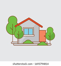 Colorful Cottage Flat Design Residential Houses Vector Illustration