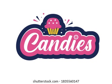 Colorful Cotton Candy Shop Logo, Vector Illustration