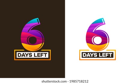 Colorful Countdown left days banner, number of days left badge for promotion vector illustration