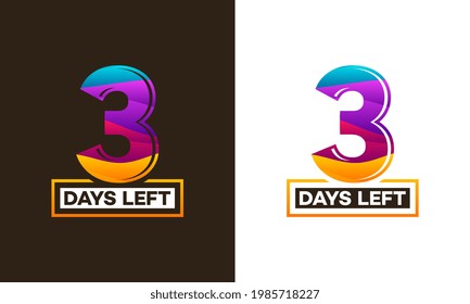 Banner de los días de la izquierda de la cuenta regresiva colorida, número de días de la placa izquierda para la ilustración del vector de promoción