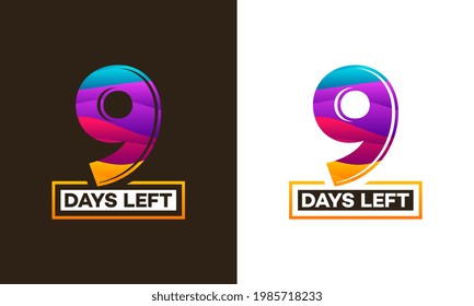 Colorful Countdown left days banner, number of days left badge for promotion vector illustration