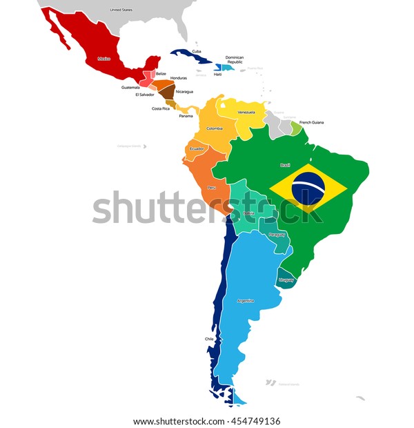 Pays Colores D Amerique Latine Carte Vectorielle Image Vectorielle De Stock Libre De Droits