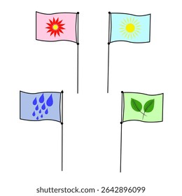 Bandeiras coloridas do país. Bandeiras de tecido de ondulação. Os símbolos nacionais são exibidos. Arte de patriotismo vetorial.