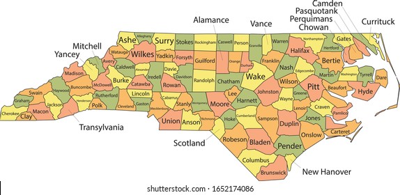 Colorful County Map Counties Names Us Stock Vector (Royalty Free ...