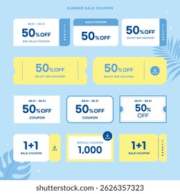 Colorful Coupon Ticket Vector Template Set for Promotions and Discounts